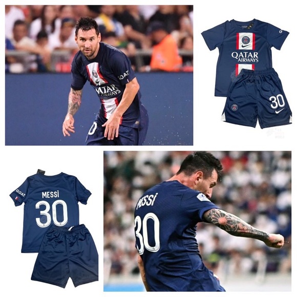 🌟 New 2022 Lionel MESSI #30 PSG Home KIDS Soccer Jersey Kit Paris - Picture 2 of 16
